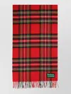 Barbour Red Scarf With Check Motif And Double Logo In Wool Woman In Red