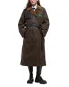 Barbour X Ganni Waxed Colorblock Trench Coat In Bark/classic
