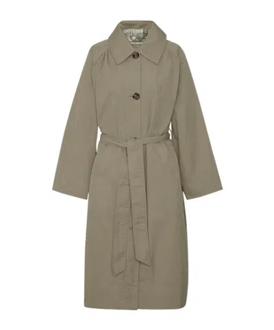 Barbour Garbo Showerproof Trench Coat In Green