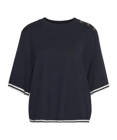 Barbour Genevieve Round-collar Short-sleeved Pullover In Black