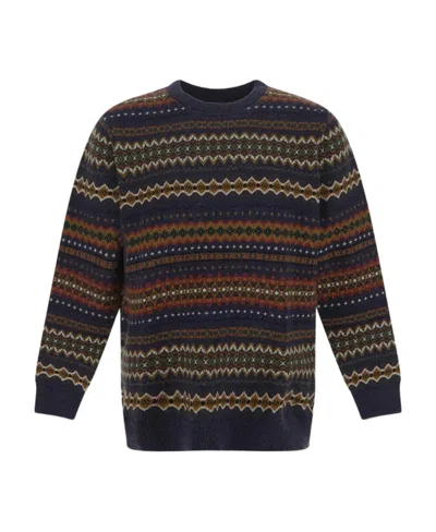 Barbour Geometric-print Wool Jumper In Black
