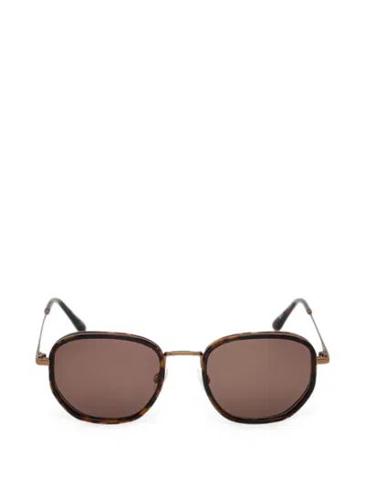 Barbour Geometric-frame Sunglasses In Brown