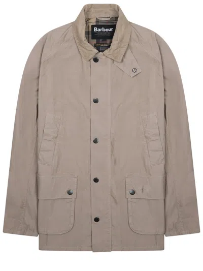Barbour Coat Collar Detail And Front Pockets In Multi