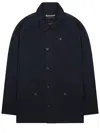 Barbour Blue Solid Shirt Collar Jacket In Black