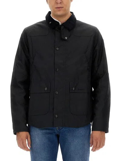 Barbour Reelin Wax Jacket In Blue