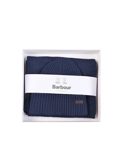 Barbour Gift Set "crimdon" Berretto E Sciarpa Blu In Blue