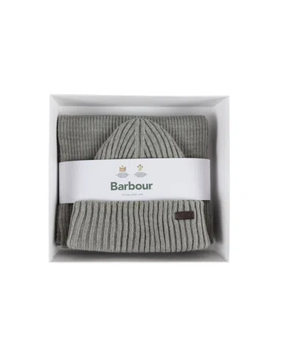 Barbour Gift Set "crimdon" Berretto E Sciarpa Grigio In Neutral
