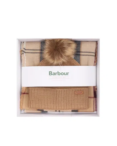 Barbour Gift Set Dover Beanie Hailes Hessian Tartan In Brown