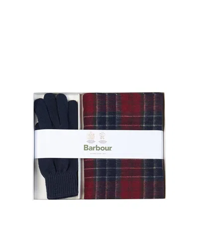 Barbour Gift Set Tartan Guanti E Sciarpa Rosso In Red