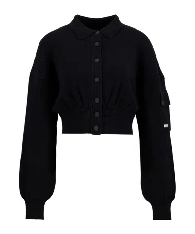 Barbour Gigi Knitted Bomber In Black