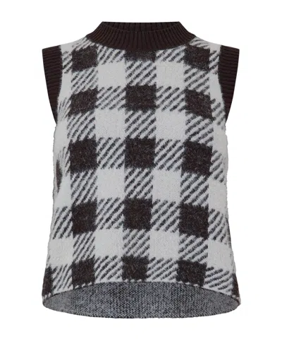 Barbour Gingham Knit Waistcoat In Multi