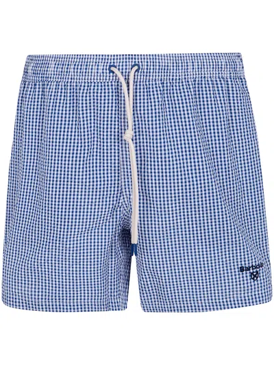Barbour "gingham Seersucker" Swim Short In Blue