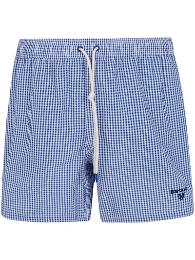 Barbour Gingham Seersucker Swim Shorts In Blue
