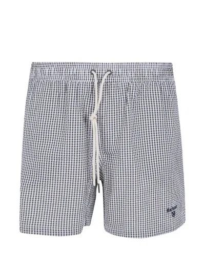 Barbour Gingham Seersucker Swim Shorts In Blue
