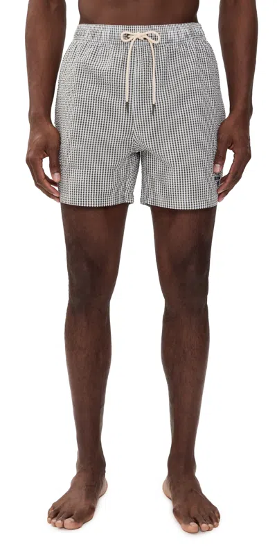Barbour Gingham Seersucker Swim Shorts Olive In Gray
