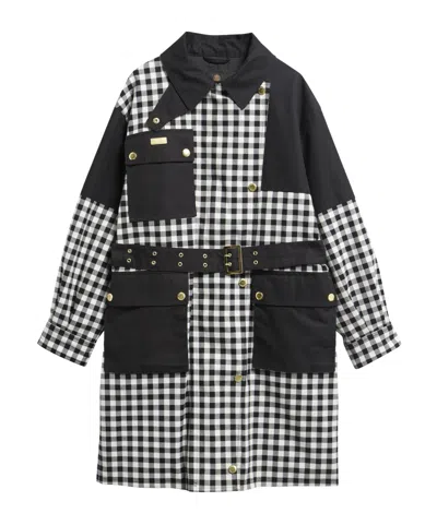 Barbour Gingham Spliced Belted Coat In Black