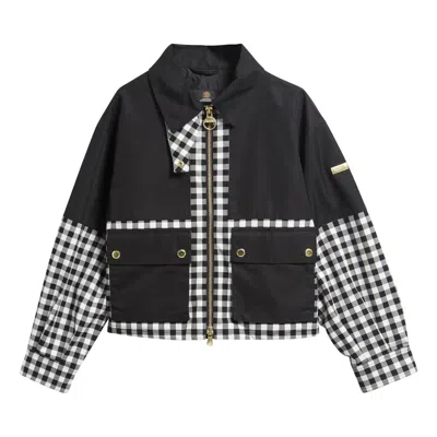Barbour Ginghampanel Cropped Utility Jacket In Black