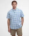 Barbour Glover Mens Short Sleeve Linen Blend Check Shirt In Blue