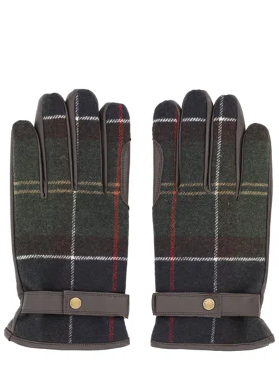 Barbour Gloves With Tartan Pattern In Green