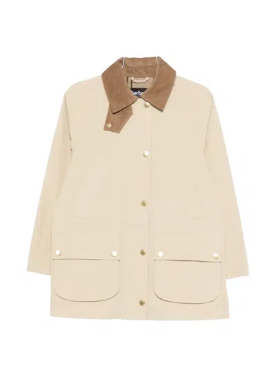 Barbour Glynis Corduroy-collar Coat In Neutral