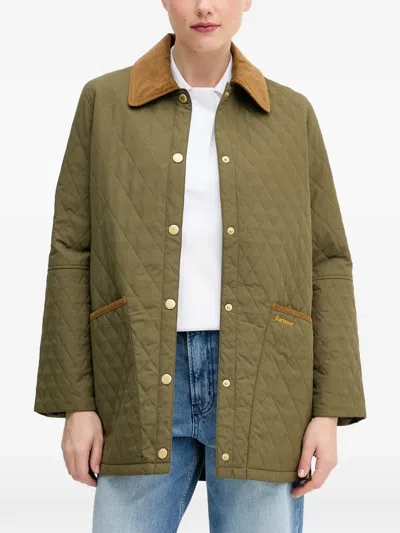 Barbour Goldmire Quilted Corduroy-collar Jacket In Green
