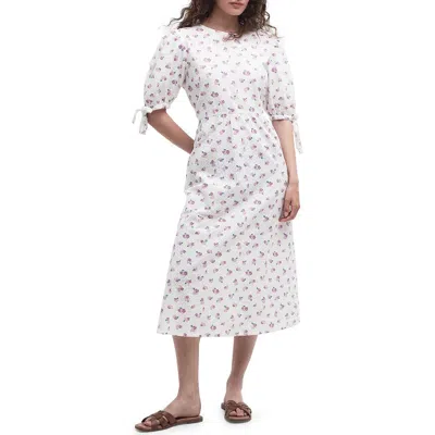 BARBOUR BARBOUR GOODLEIGH FLORAL PUFF SLEEVE COTTON MIDI DRESS