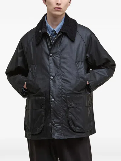 Barbour Gorduroy Collar Cotton Jacket In Black
