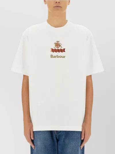 Barbour Graphic Logo Print Crew Neck T-shirt In White