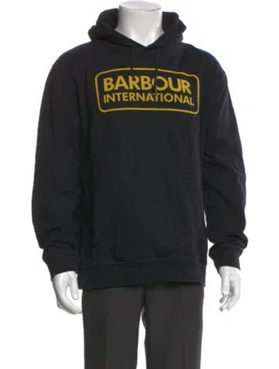 Pre-owned Barbour Graphic Print Crew Neck Hoodie In Black
