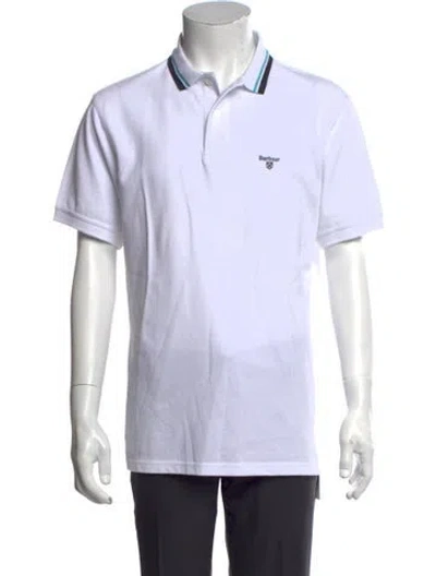 Pre-owned Barbour Graphic Print Crew Neck Polo Shirt In White