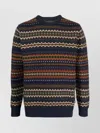 Barbour Graphic Print Crew Neck Wool Sweater In Multi
