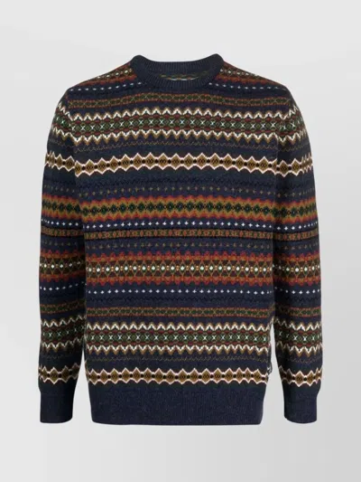 BARBOUR GRAPHIC PRINT CREW NECK WOOL SWEATER