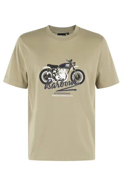 Barbour Graphic-printed Crewneck T-shirt In Bleached Olive
