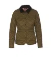 Barbour Womens Olive Pale Pink Deveron Quilted Slim-fit Shell Jacket In Green