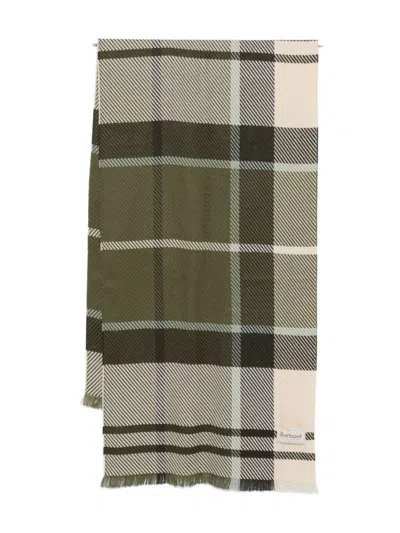 Barbour Green And Cream Check Scarf