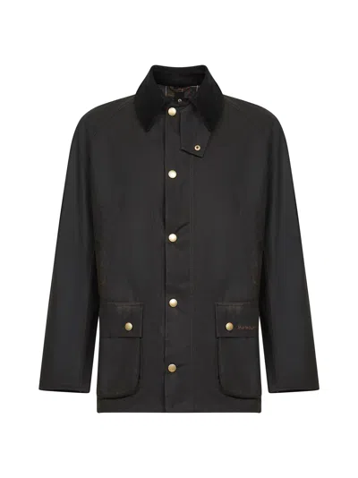 Barbour Green Ashby Waxed Jacket In Black