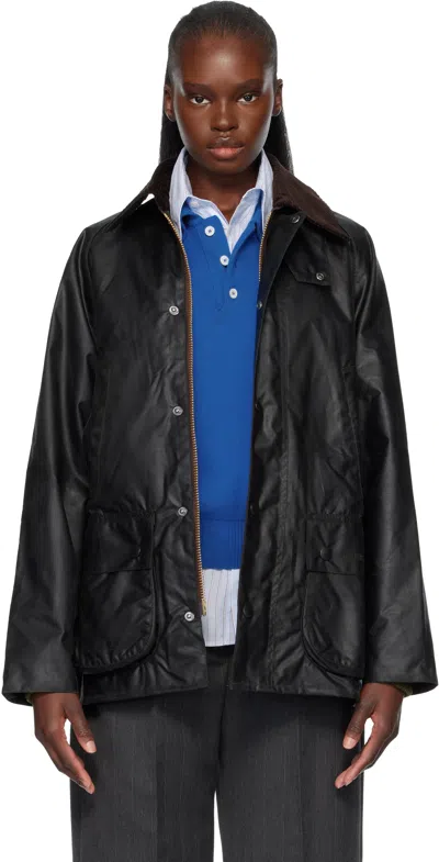 Barbour Green Bedale Waxed Jacket In Black