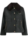 Barbour Oversized Jacket With Corduroy Collar In Green