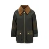 Barbour Block Design Waxed Cotton Jacket In Green