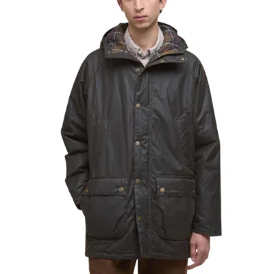 Barbour Green Cotton Parka In Black