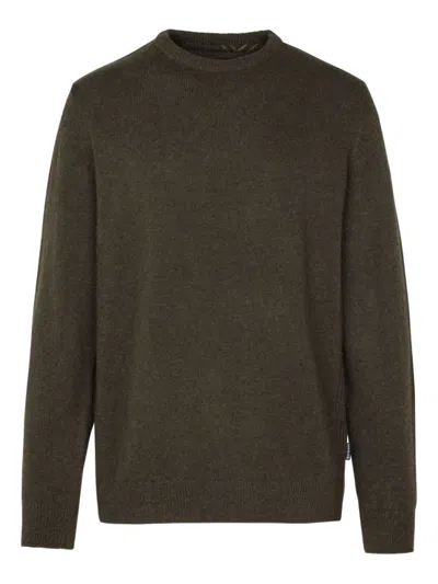 BARBOUR GREEN ELBOW PATCH WOOL SWEATER