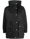 BARBOUR GREEN FUNNEL-NECK WAX JACKET FOR WOMEN