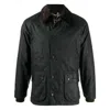 Barbour Waxed Jacket With Corduroy Collar And Pockets In Black
