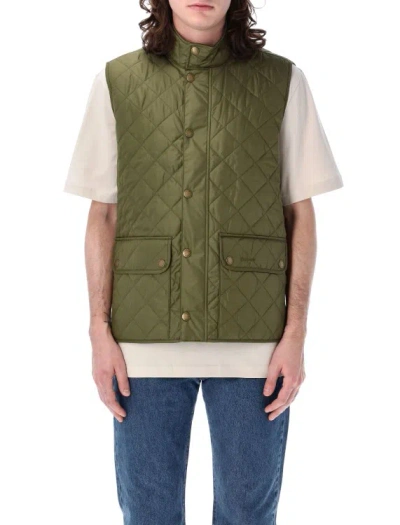 Barbour Sleevless Diamond Pattern Quilted Vest In Green