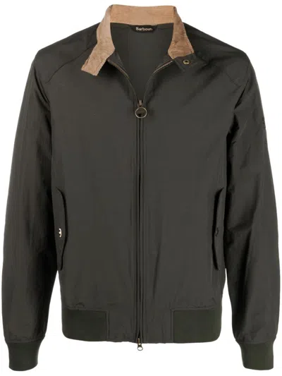 Barbour Green Mandarin Collar Jacket In Gray