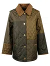 Barbour Quilted Jacket With Contrast Collar And Pockets In Multi