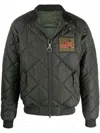 Barbour Logo-patch Zip-up Quilted Jacket In Green