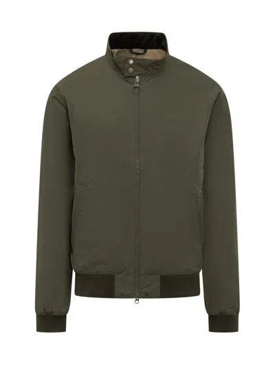 Barbour Men Green Solid Band Collar Jacket