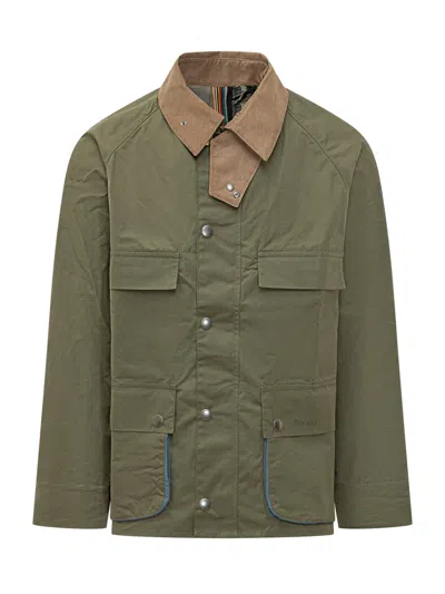 Barbour Green Solid Shirt Collar Jacket