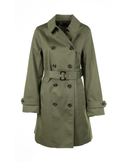 Barbour Green Waterproof Twill Trench Coat In Burnt Olive/ancient Polar